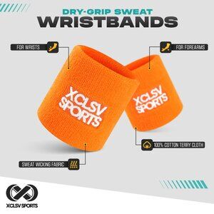 Orange Terry Cloth Sweat-Wicking Sports Wrist Bands